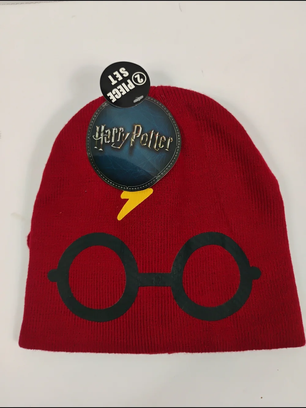 Warner Bros. Red Harry Potter Knit Beanie with Glasses & Lightning Bolt